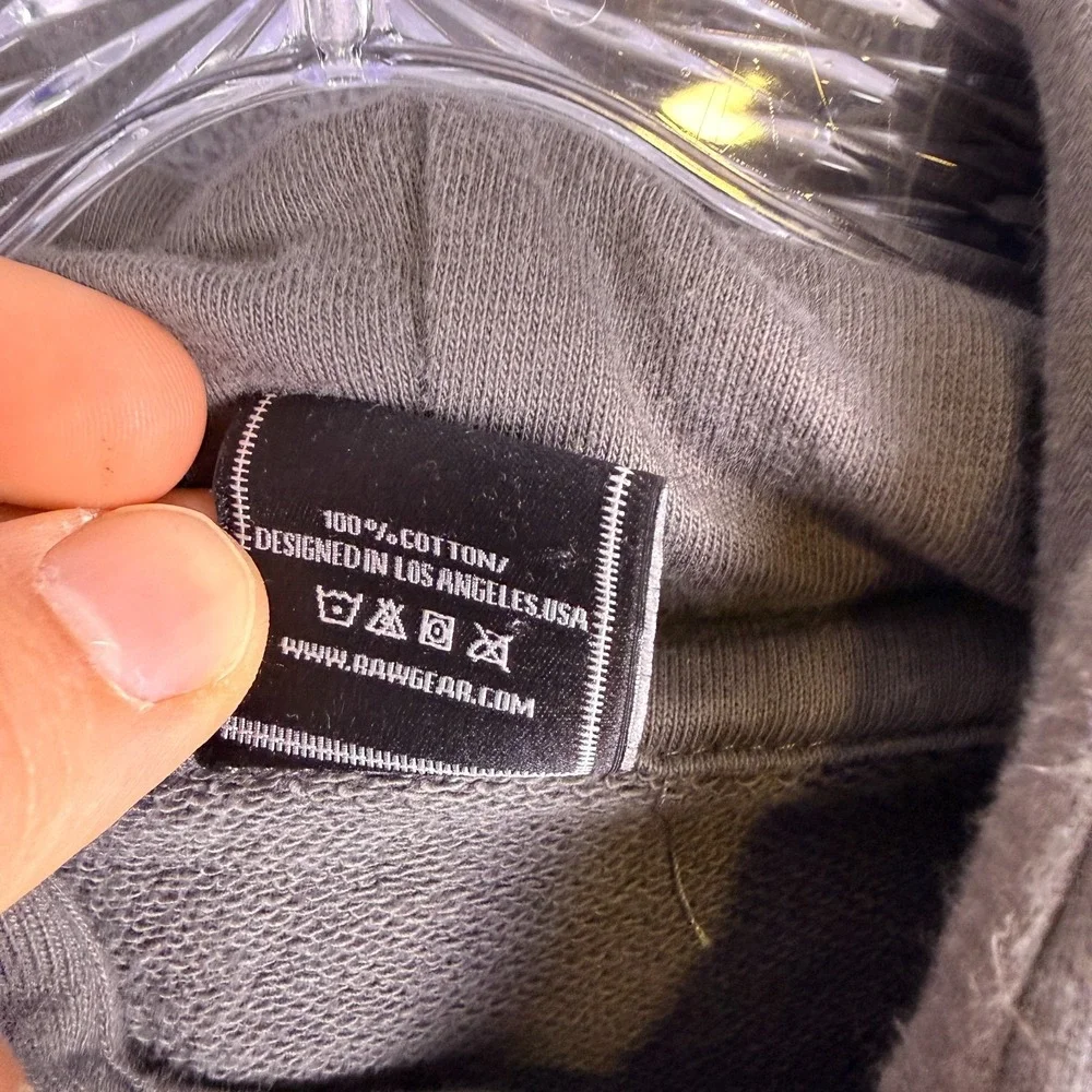 RAWGEAR‎ Hoodie Bradley Martyn LION Pullover Gray Size S Embroidered Sweater 3D